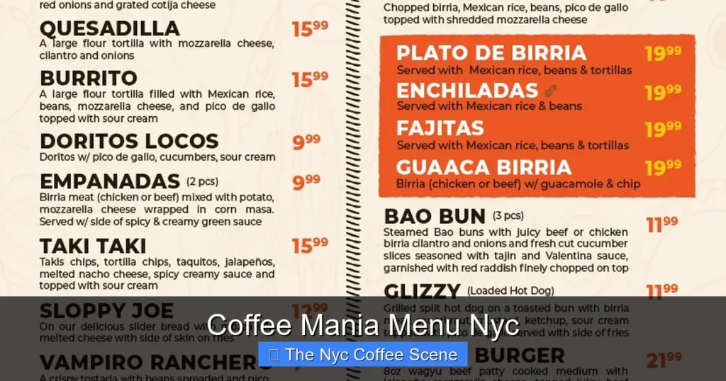 Coffee Mania Menu Nyc